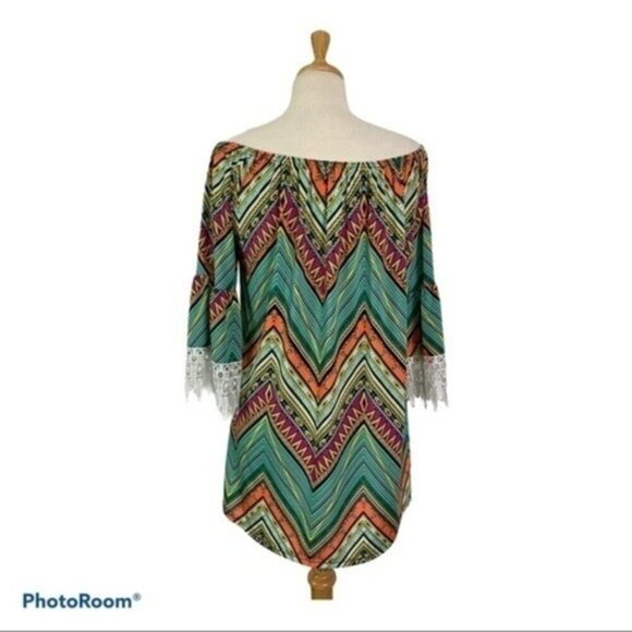 WINWIN Lace Trim Off Shoulder 1/2 Sleeve Top - Picture 6 of 9